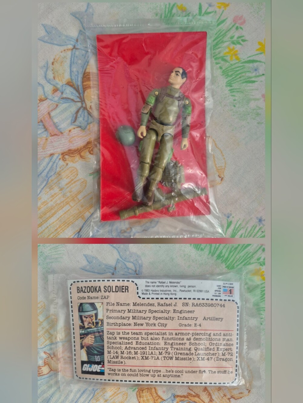 🌙🪖Vintage 83 G.I.Joe ARAH Bazooka Soldier Red File Card Unopened